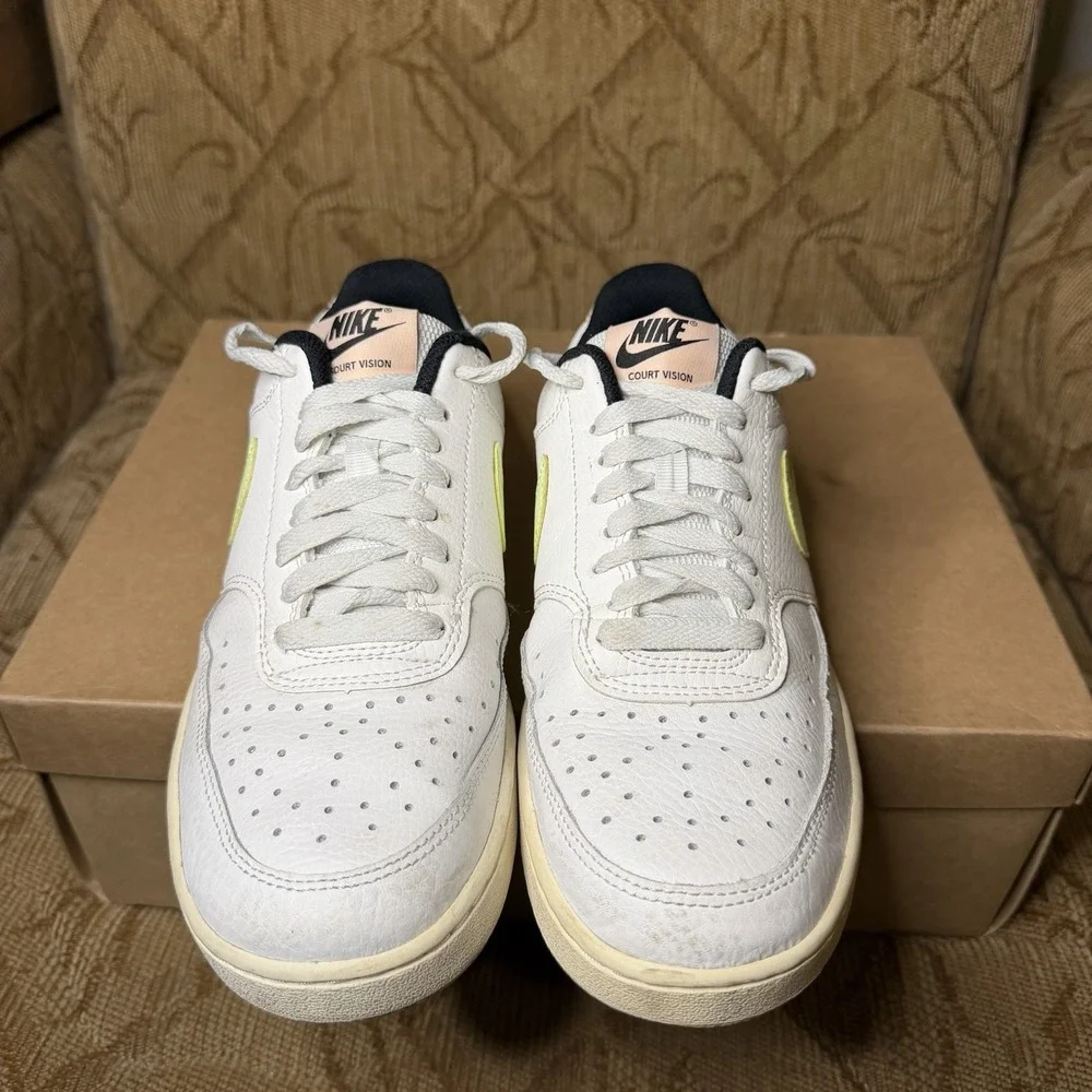 Nike Court Vision Low White Barely Volt DC1868-100 Women's Size 8 Sneakers